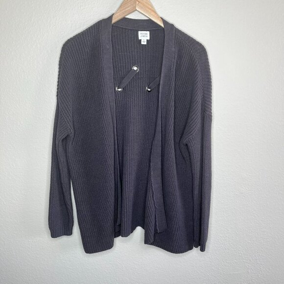 Peyton Jensen Evereve Gray chunky Knit Cardigan Sweater size Large - Picture 3 of 10